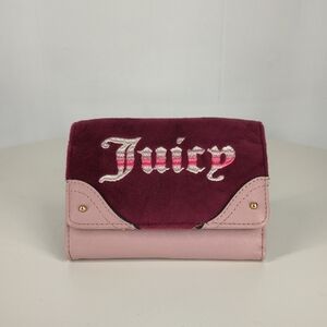 Juicy Couture Retro Vibe Double Sided Trifold Wallet Cabernet & Dusty Blush